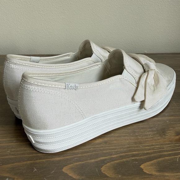 Keds Womens 8.5 White Bow Celebrations Triple Decker Platform Slip On Sneakers - Picture 4 of 8